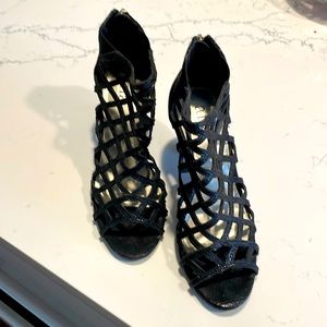 a.n.a black strappy 2.5-3” heels. zip back. Size 7.5M.